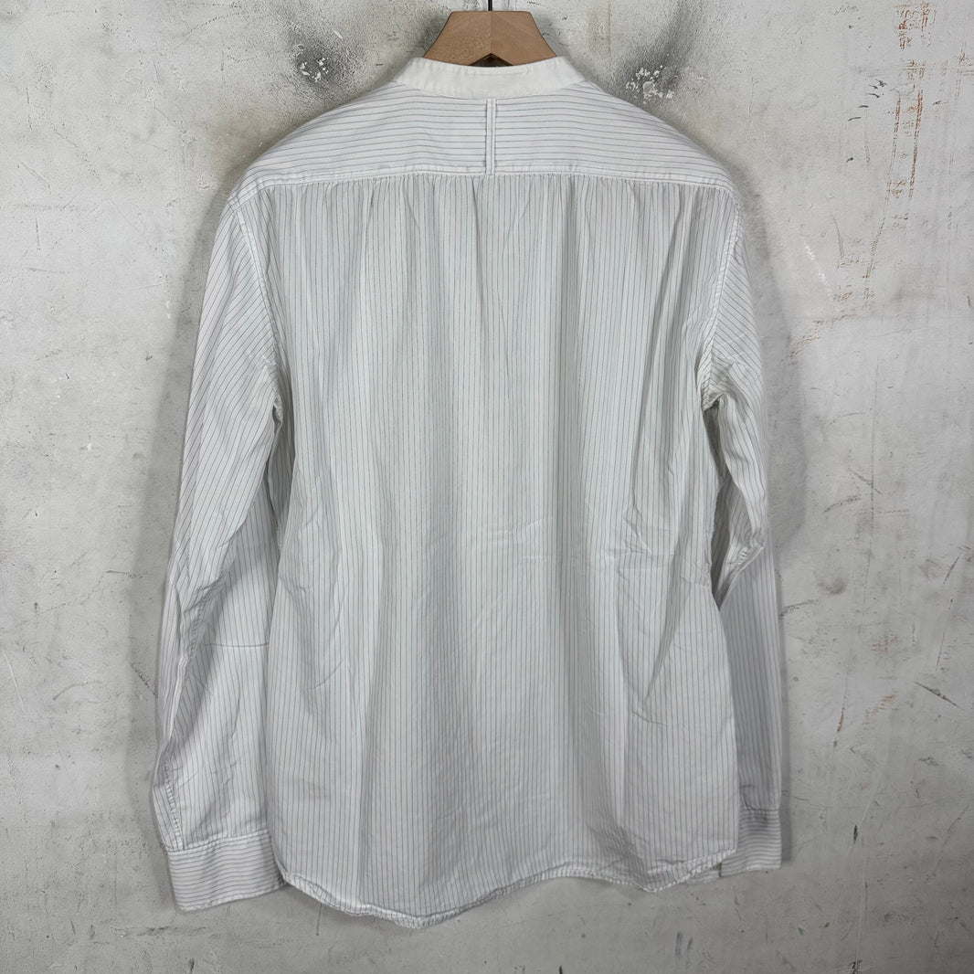Margiela 00's Pinstriped Collarless Shirt