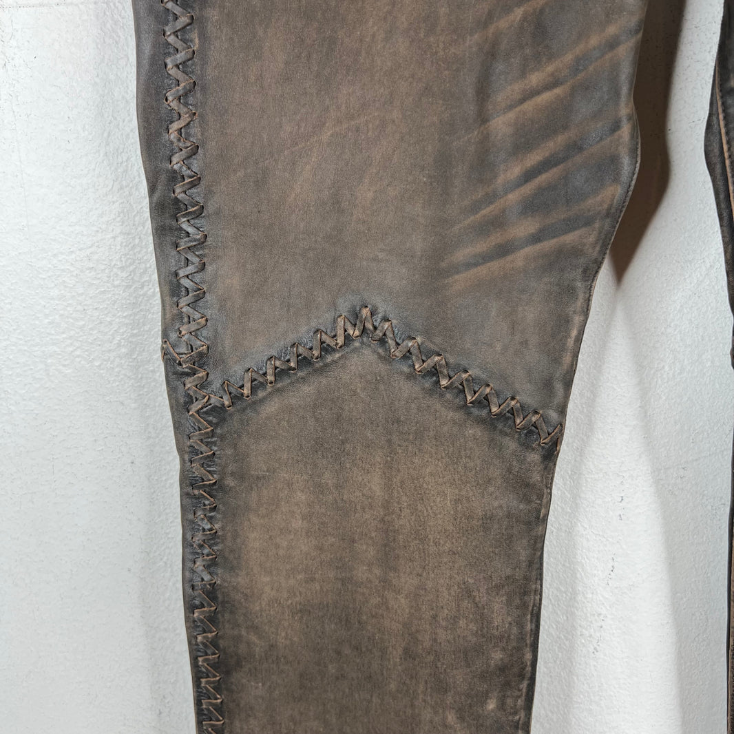 RRL Cross Stitch Leather Jeans