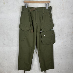 Sacai Wide Belted Olive Cargo Pants