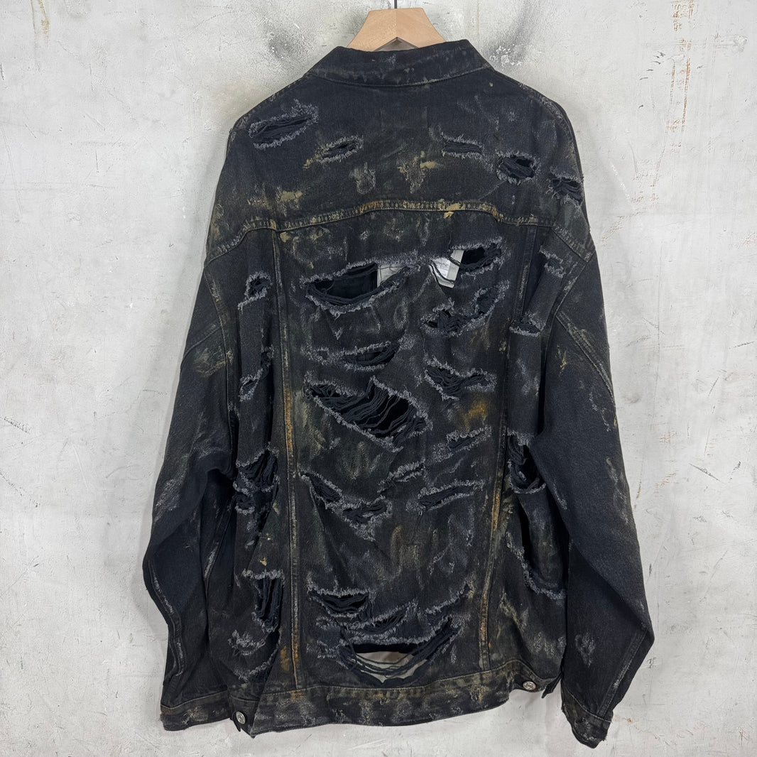Balenciaga Distressed Mud Denim Jacket