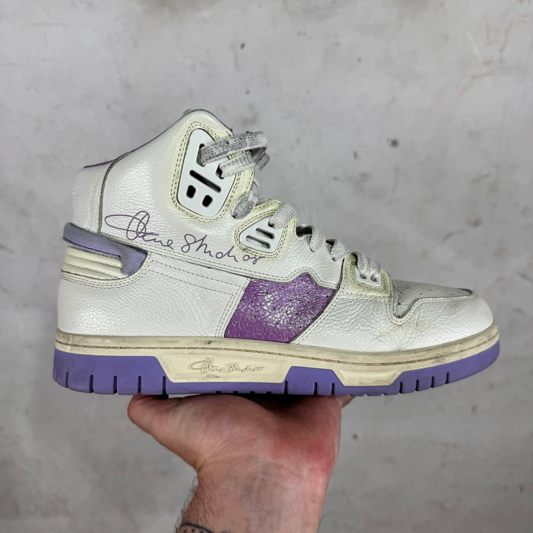 Acne Studios White/ Purple Leather Basketball Sneakers