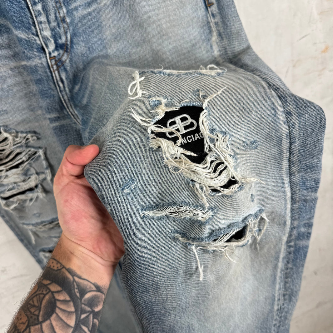 Balenciaga Distressed Layered Track Jeans