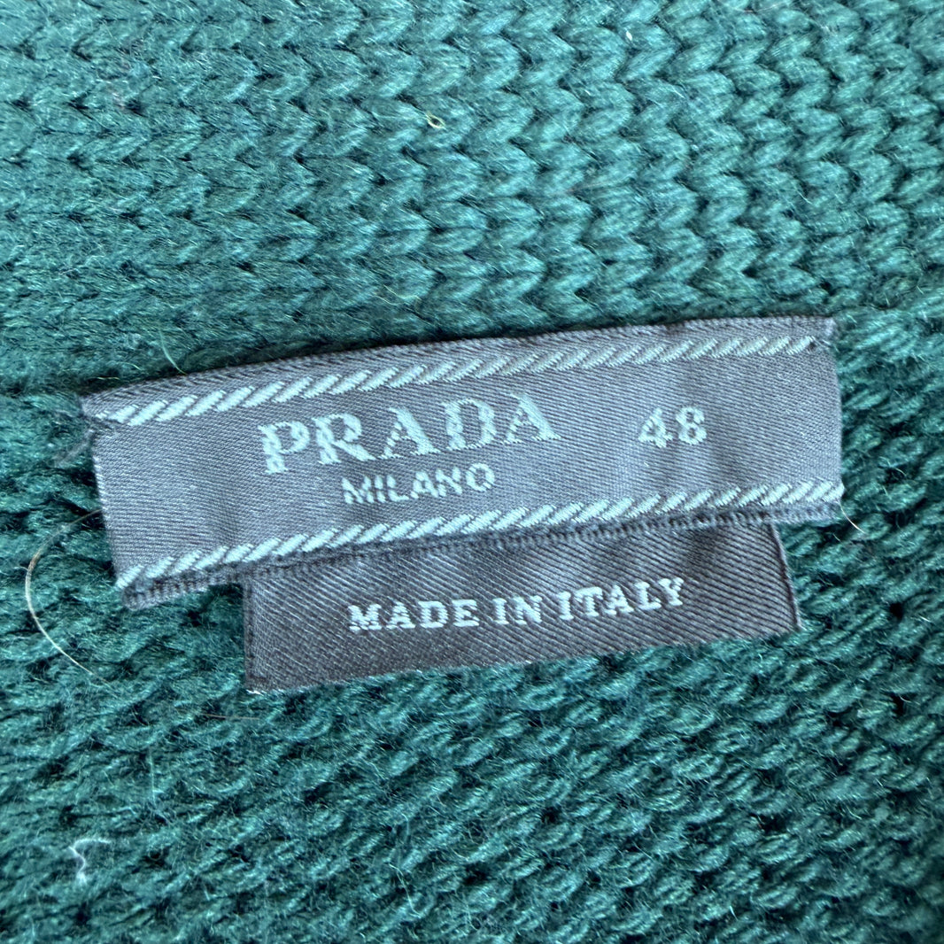 Prada Green Sleeve Stripe Knit Cardigan