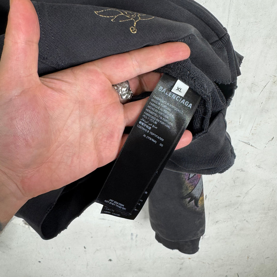 Balenciaga Ed Hardy Rhinestone Zip Hoodie