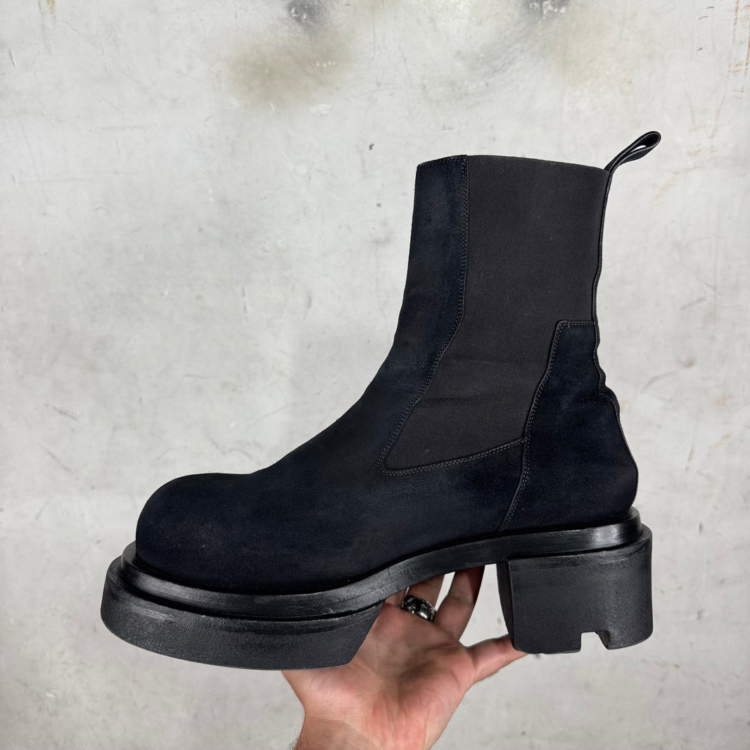 Rick Owens Black Suede Bogun Boots