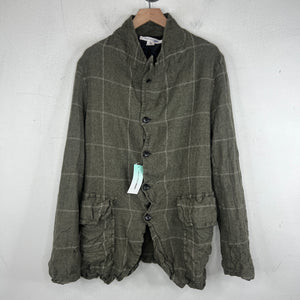 CDG Wool Wrinkled Button Up Long Jacket