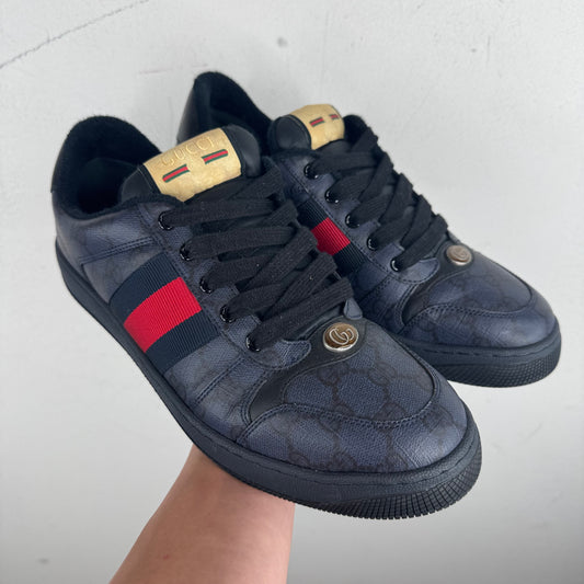Gucci Navy Monogram Screener Sneakers
