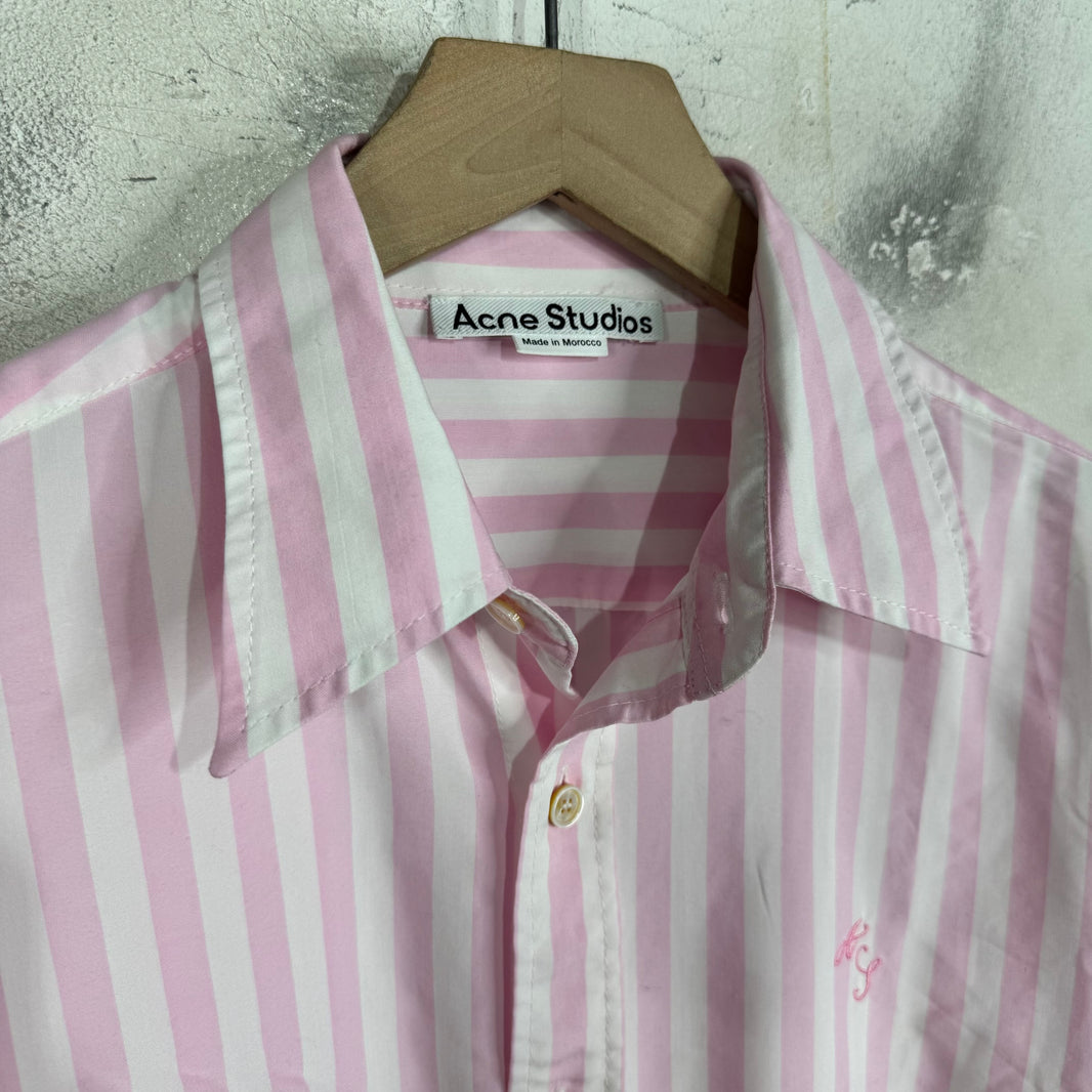 Acne Studios Pink Striped Logo Shirt