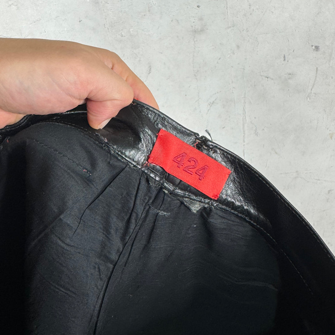 424 Leather Denim Pants