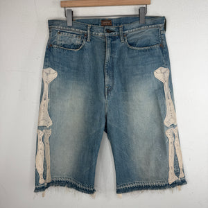 Kapital Blue Denim Bone Shorts