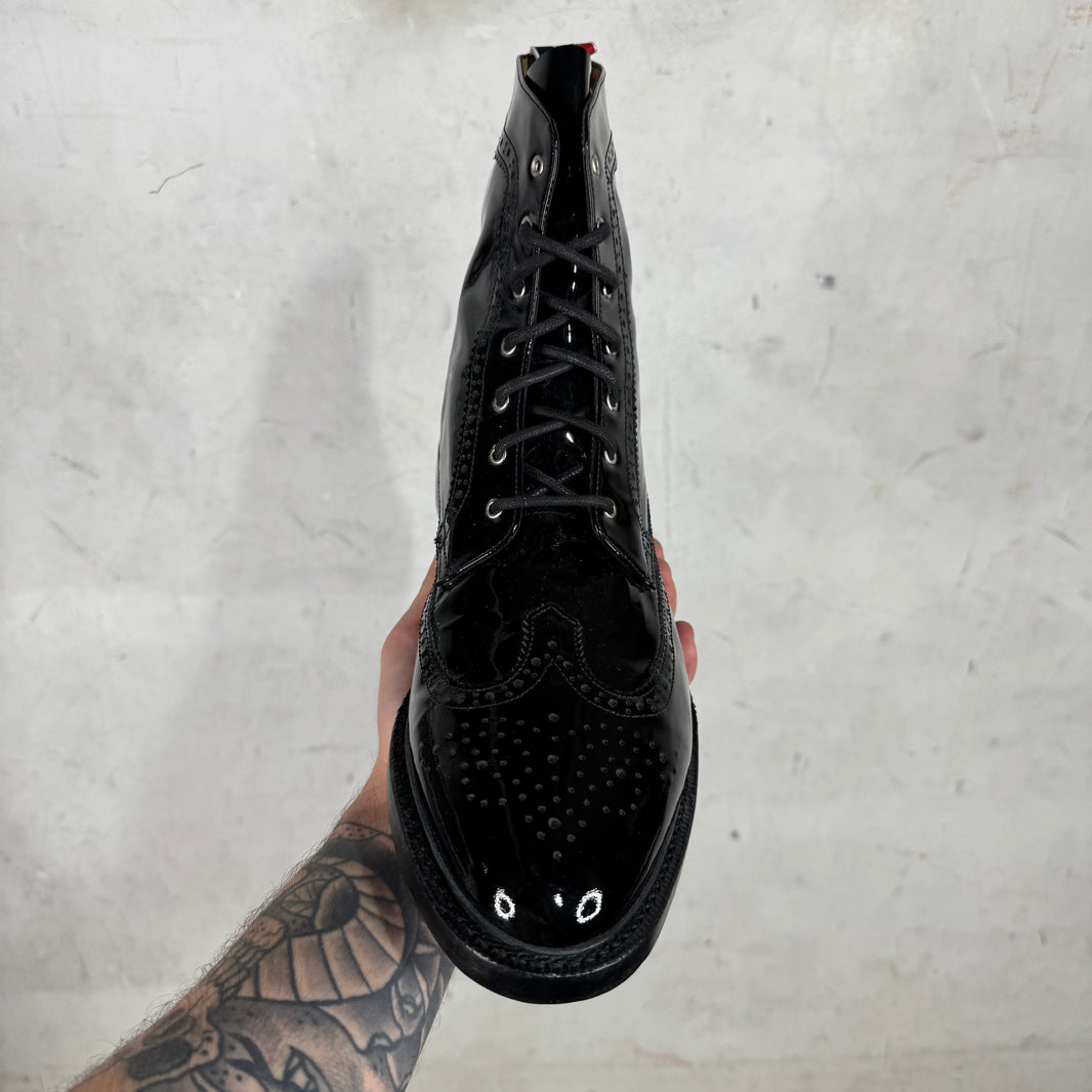 Thom Browne Patent Leather Wing-Tip Lace Up Boots