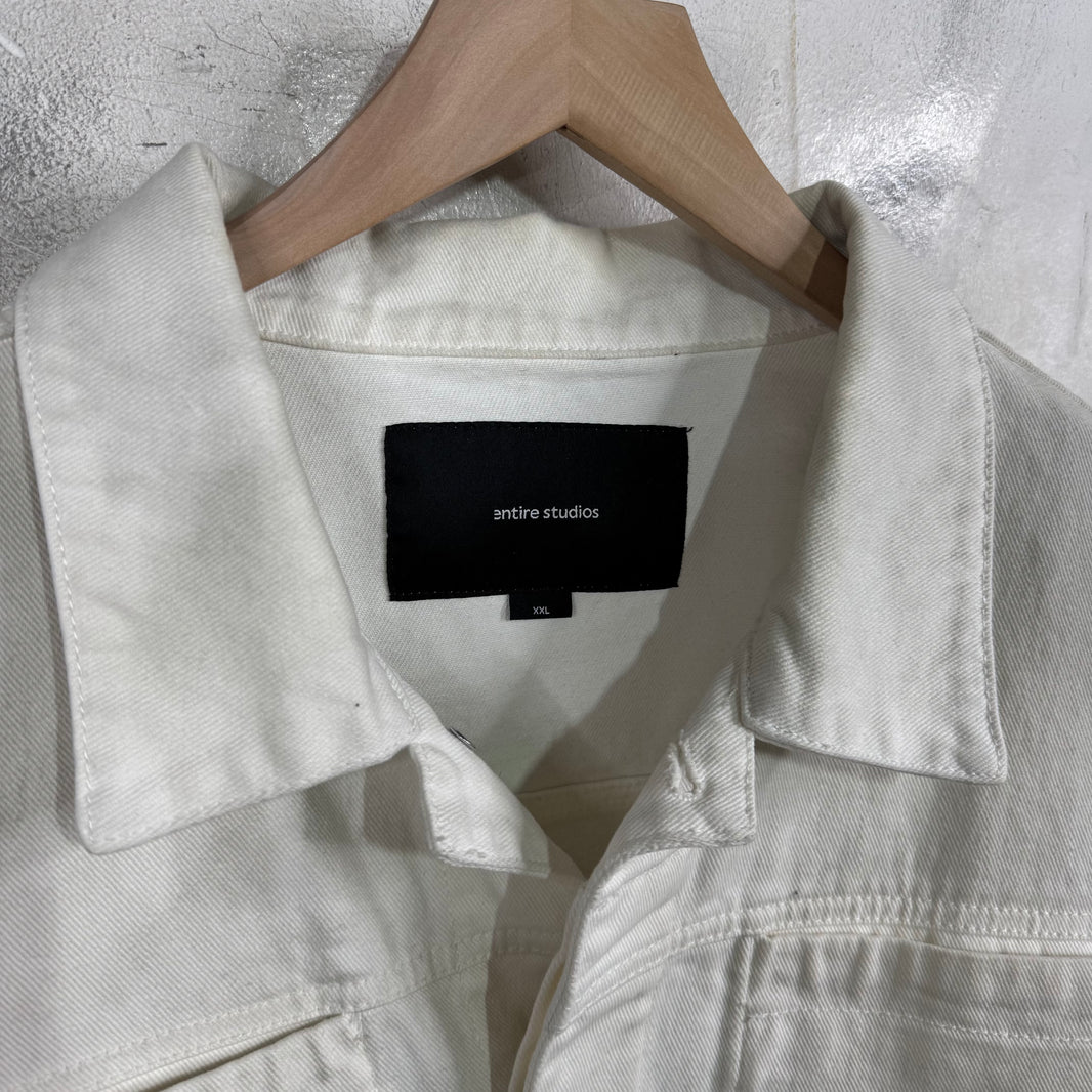 Entire Studio Dirty Wash Denim Jacket White