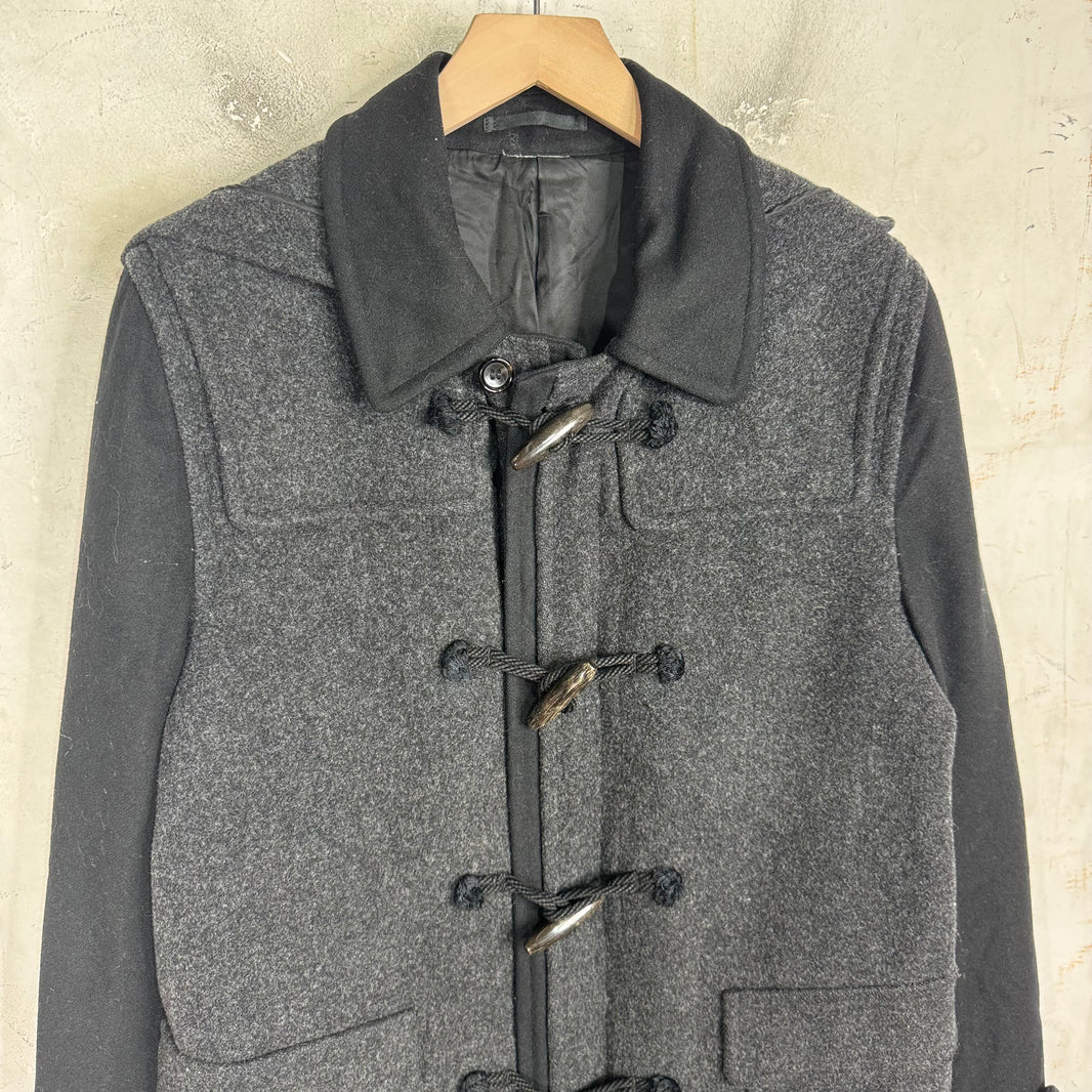 CDG  Homme Plus Wool Clasped Hooded Long Coat