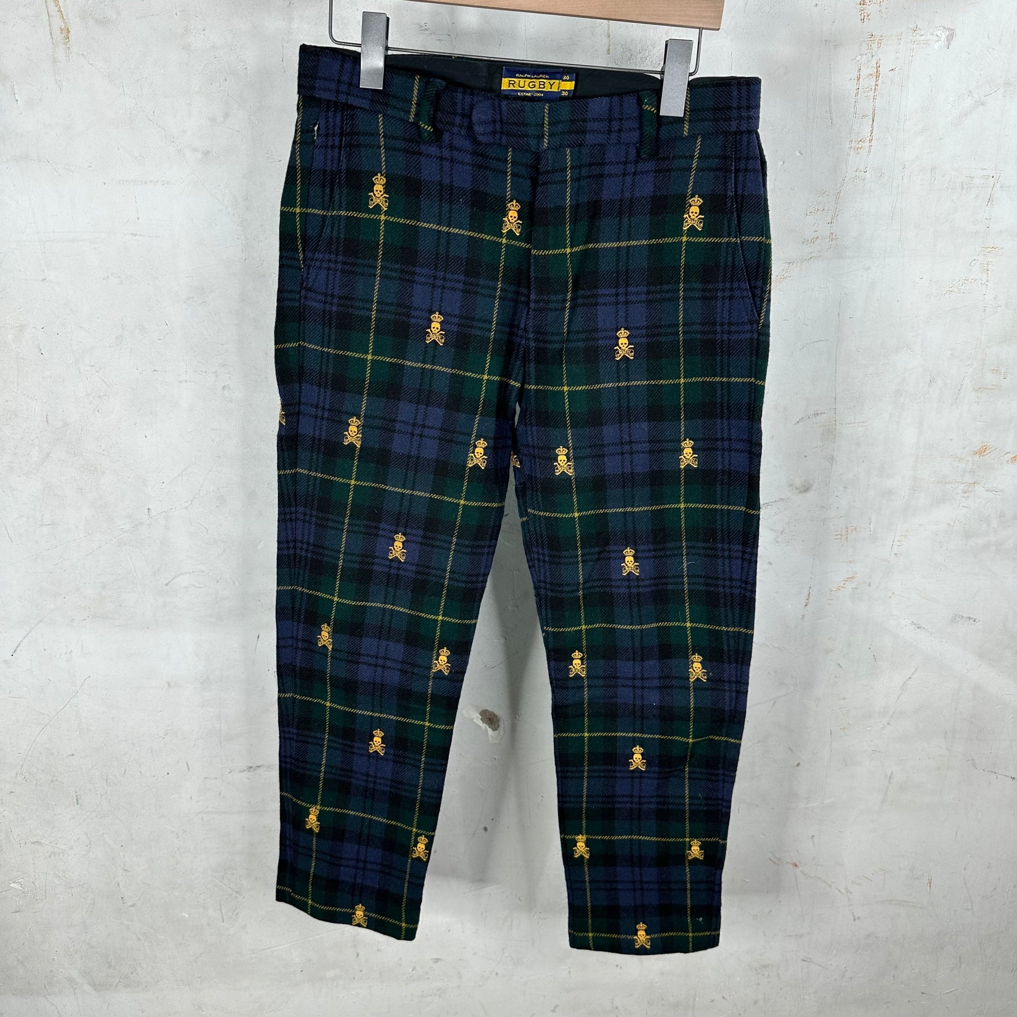 Polo Rugby Wool Plaid Skull Trousers