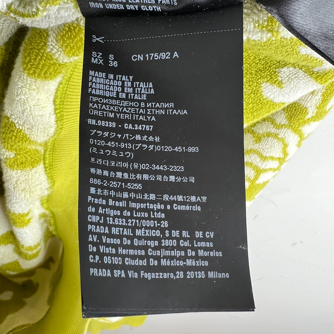 Prada Floral Green Terry Cloth Hoodie