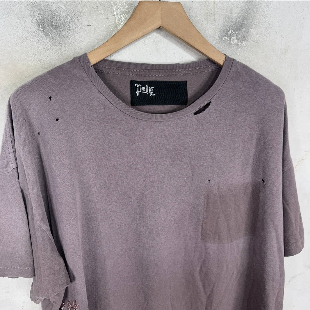 Paly Mauve Beaded Logo Painted T-Shirt