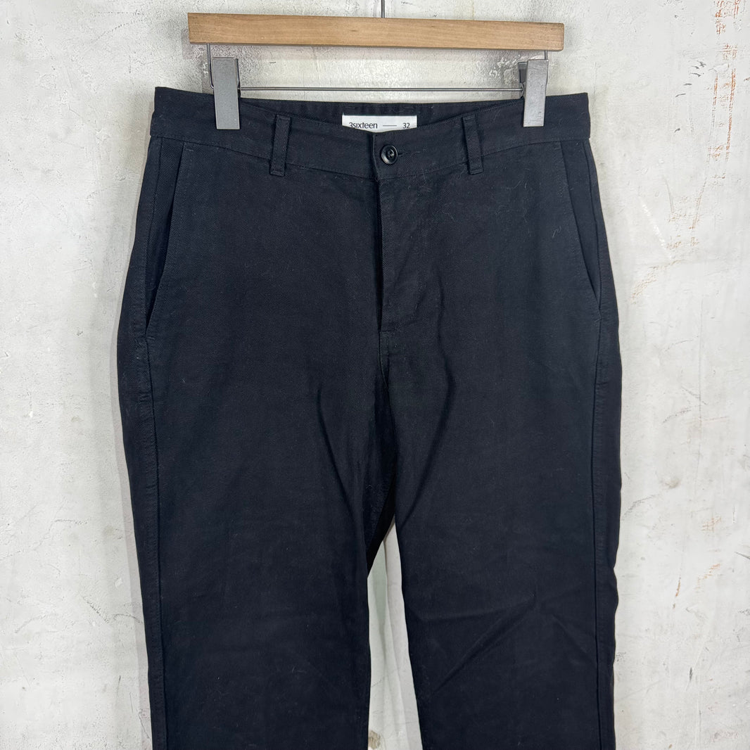 3Sixteen  Black Brushed Cotton Work Pants