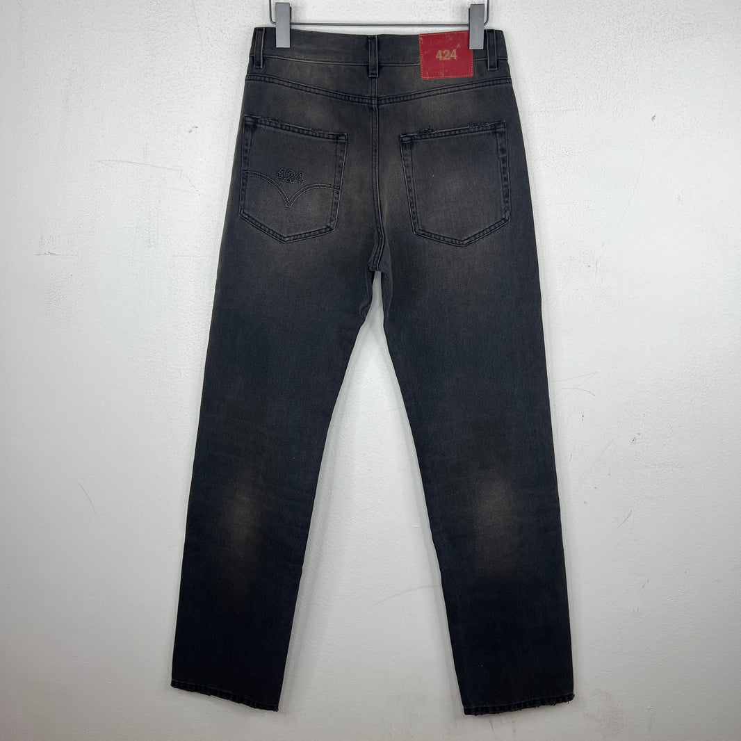 424 Black Straight Leg Denim Jeans