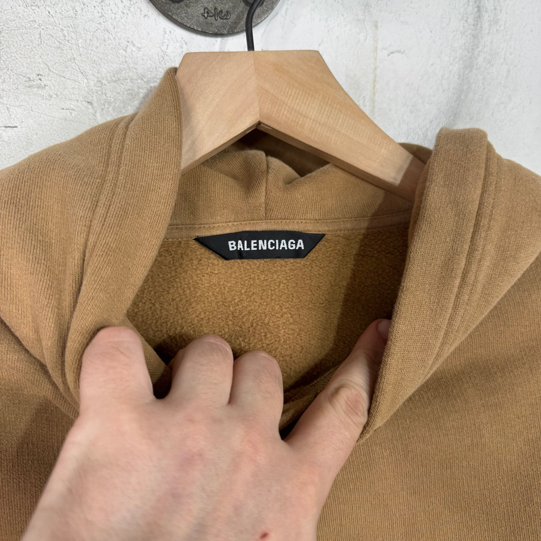 Balenciaga Embroidered Logo Brown Hoodie