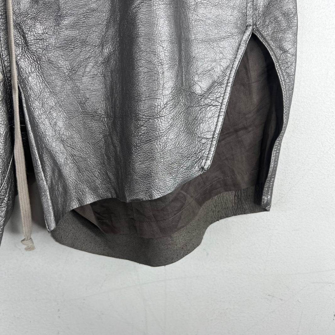 Rick Owens Leather Gunmetal Boxer Shorts