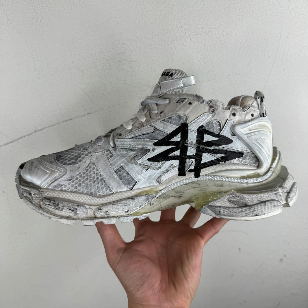 Balenciaga White Sample Graffiti Runner Sneakers