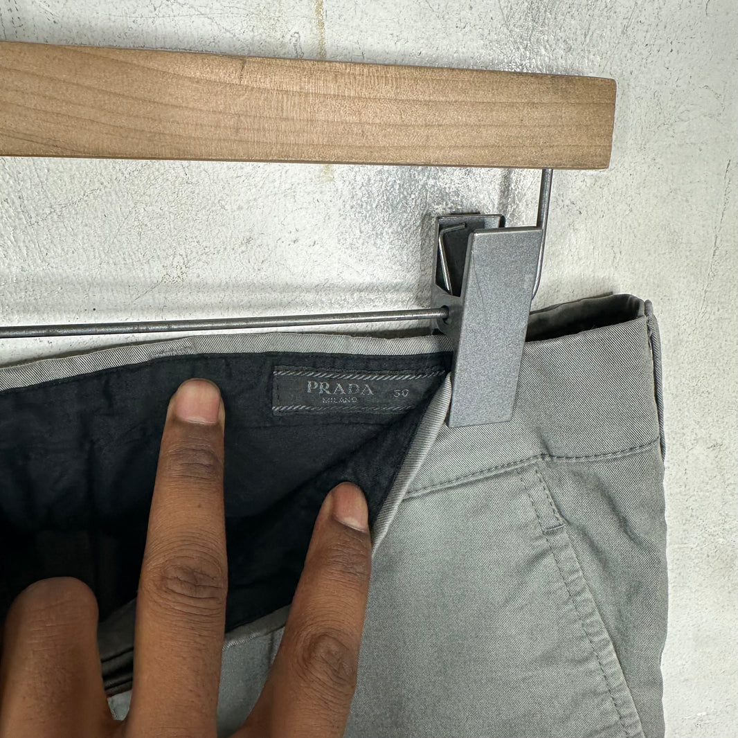 Prada Twill Gray Straight Trousers
