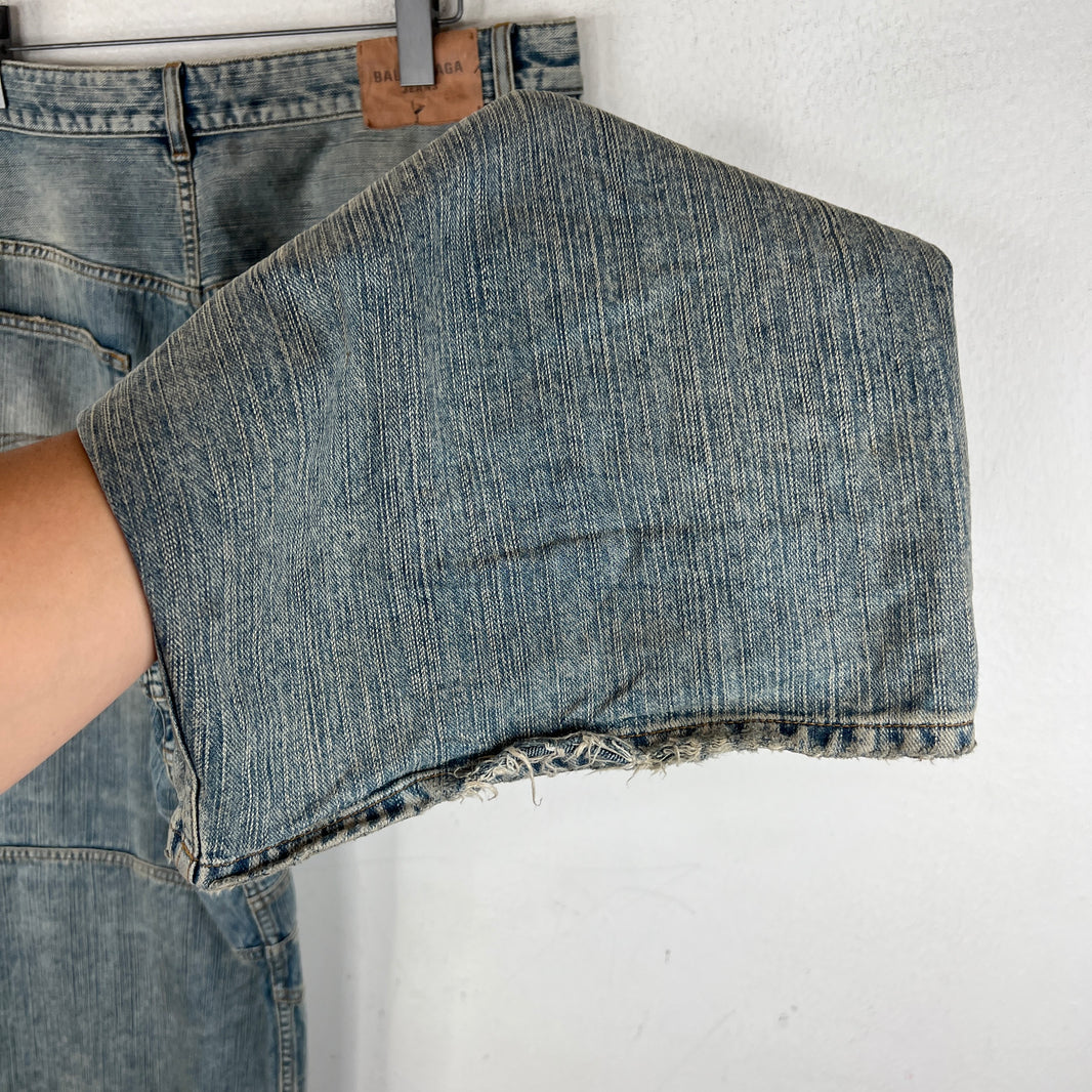 Balenciaga Paneled Drawstring Baggy Denim Jeans