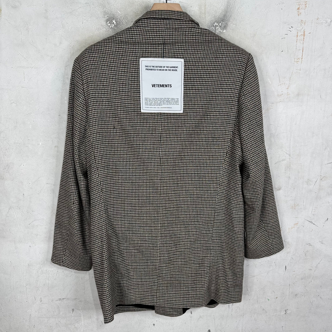 Vetements 2019 Double Breasted Houndstooth Blazer