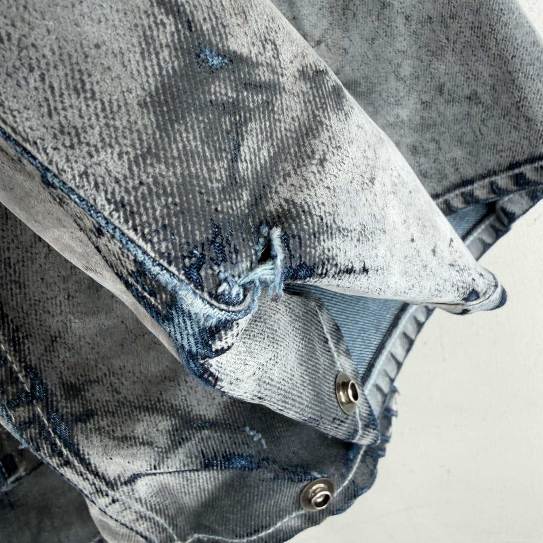 PDFCHANNEL Grey Felt Coated Baggy Jeans