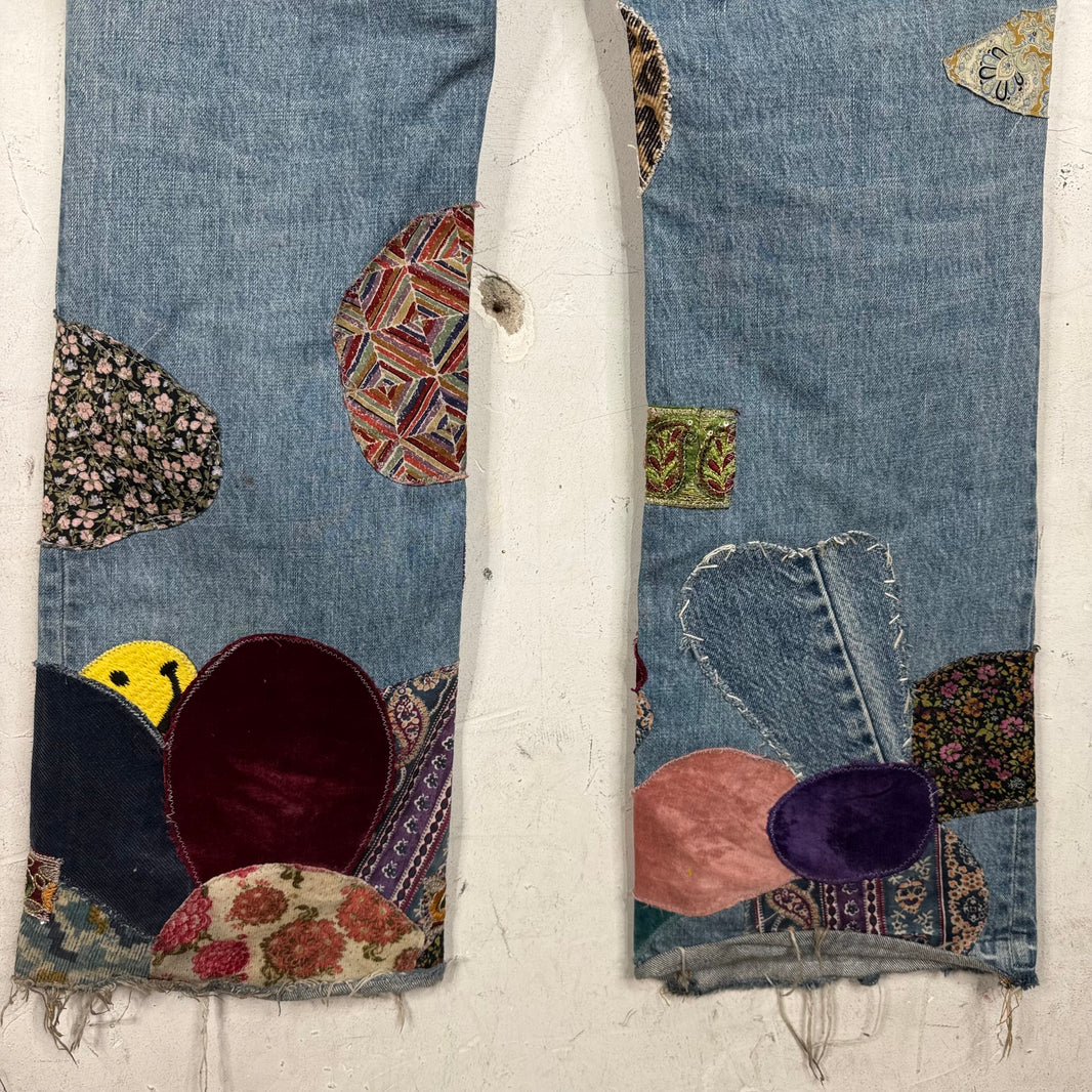 Kapital No Nukes Flared Patchwork Jeans