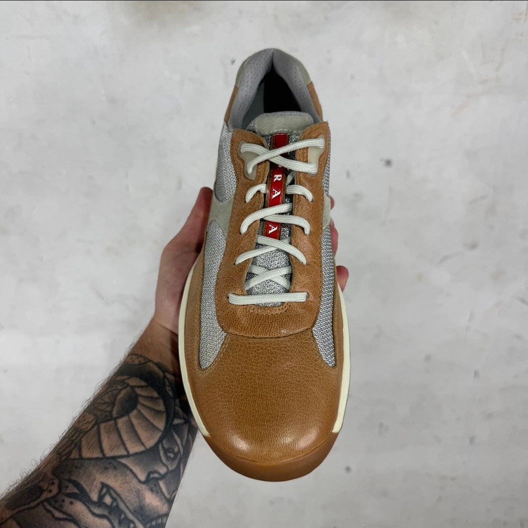 Prada Tan Leather/ Suede Exclusive Americas Cup