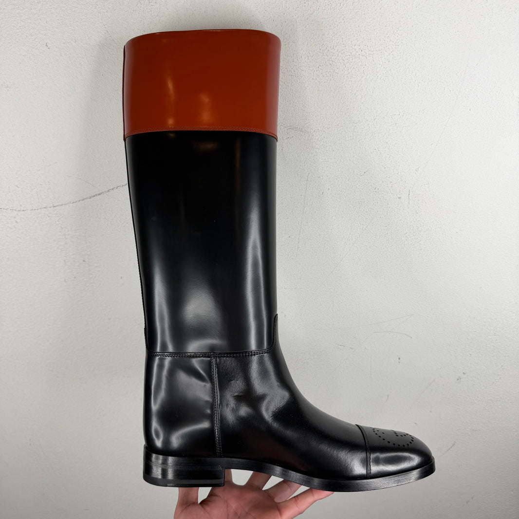 Gucci Two Tone Leather Riding Boots