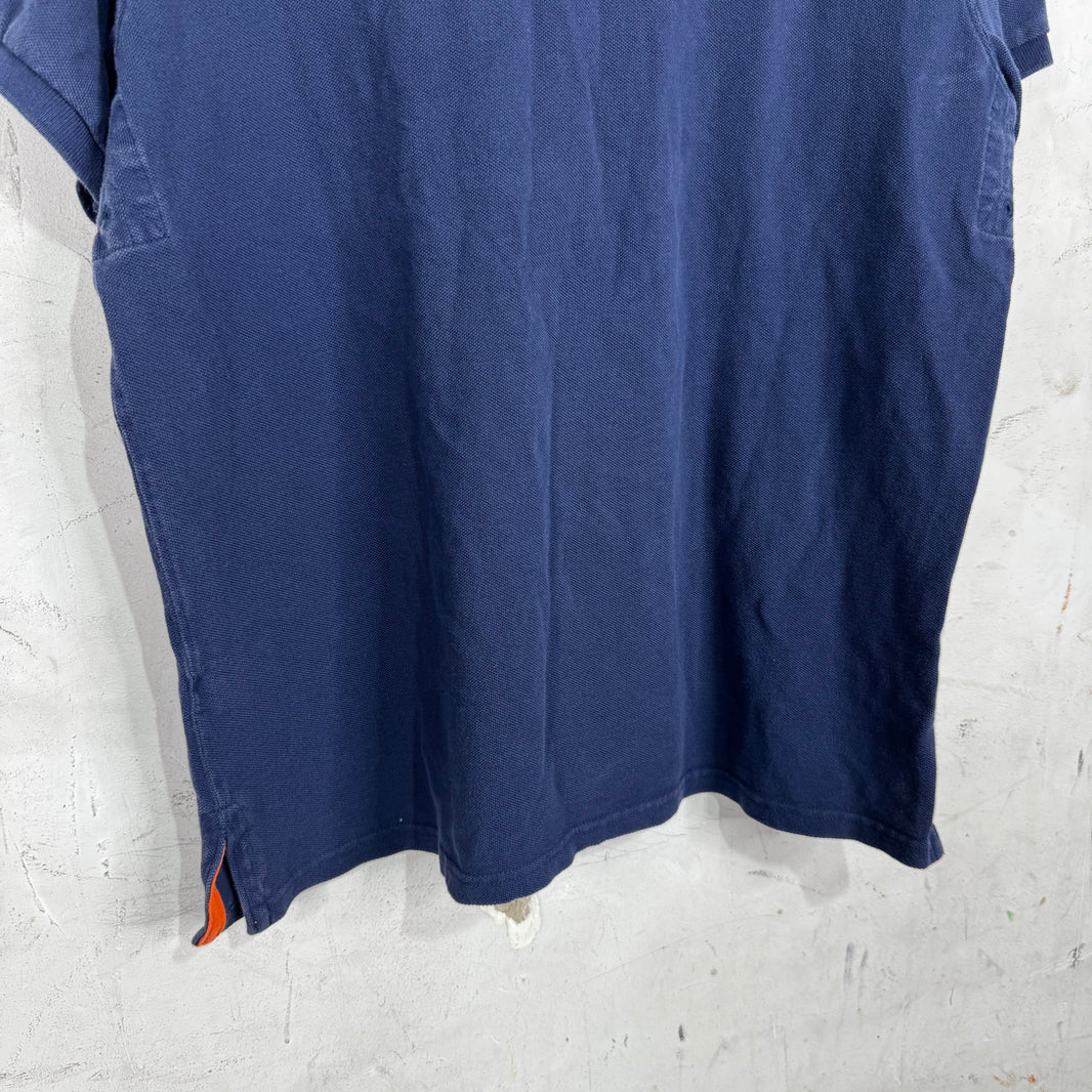 Ralph Lauren Navy White Orange Stitch Big Pony Polo