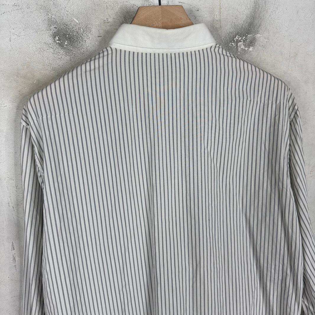 Dior Striped Bee Logo LS Button Up