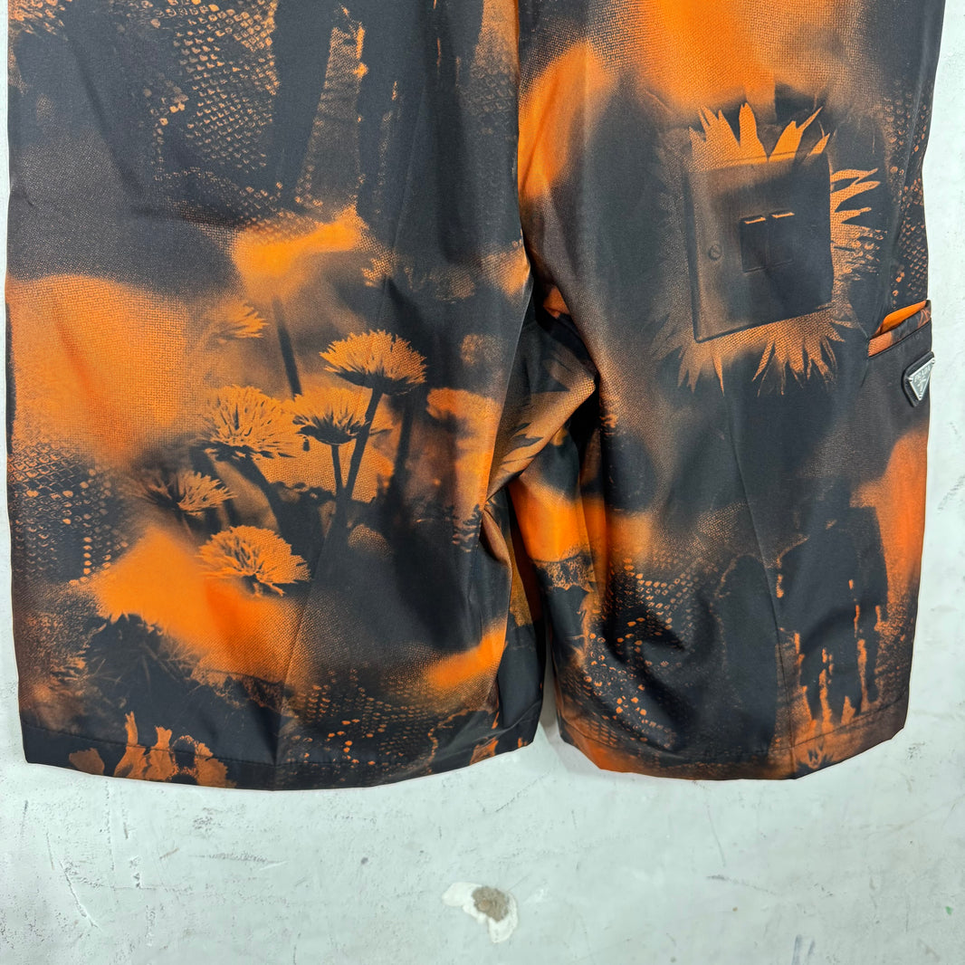 Prada Nylon Plaqued Patterned Shorts