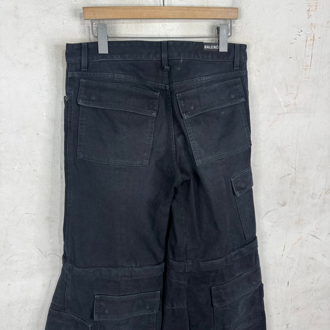 Balenciaga 2023 Denim Flared Convertible Cargos
