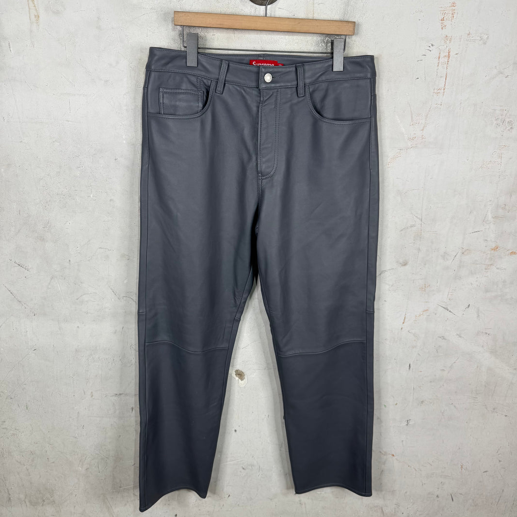 Supreme Grey Leather Pants