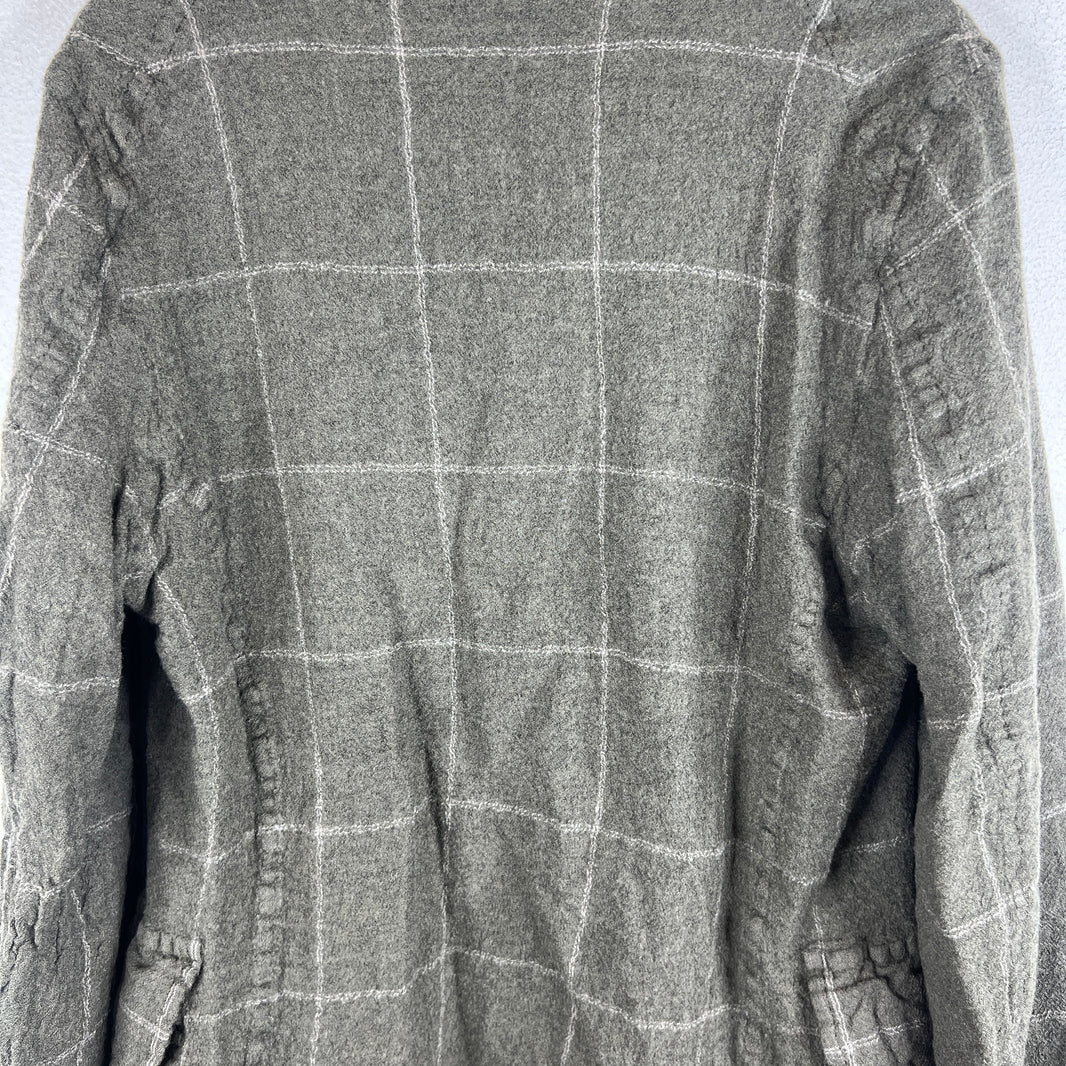 CDG Wool Wrinkled Button Up Long Jacket