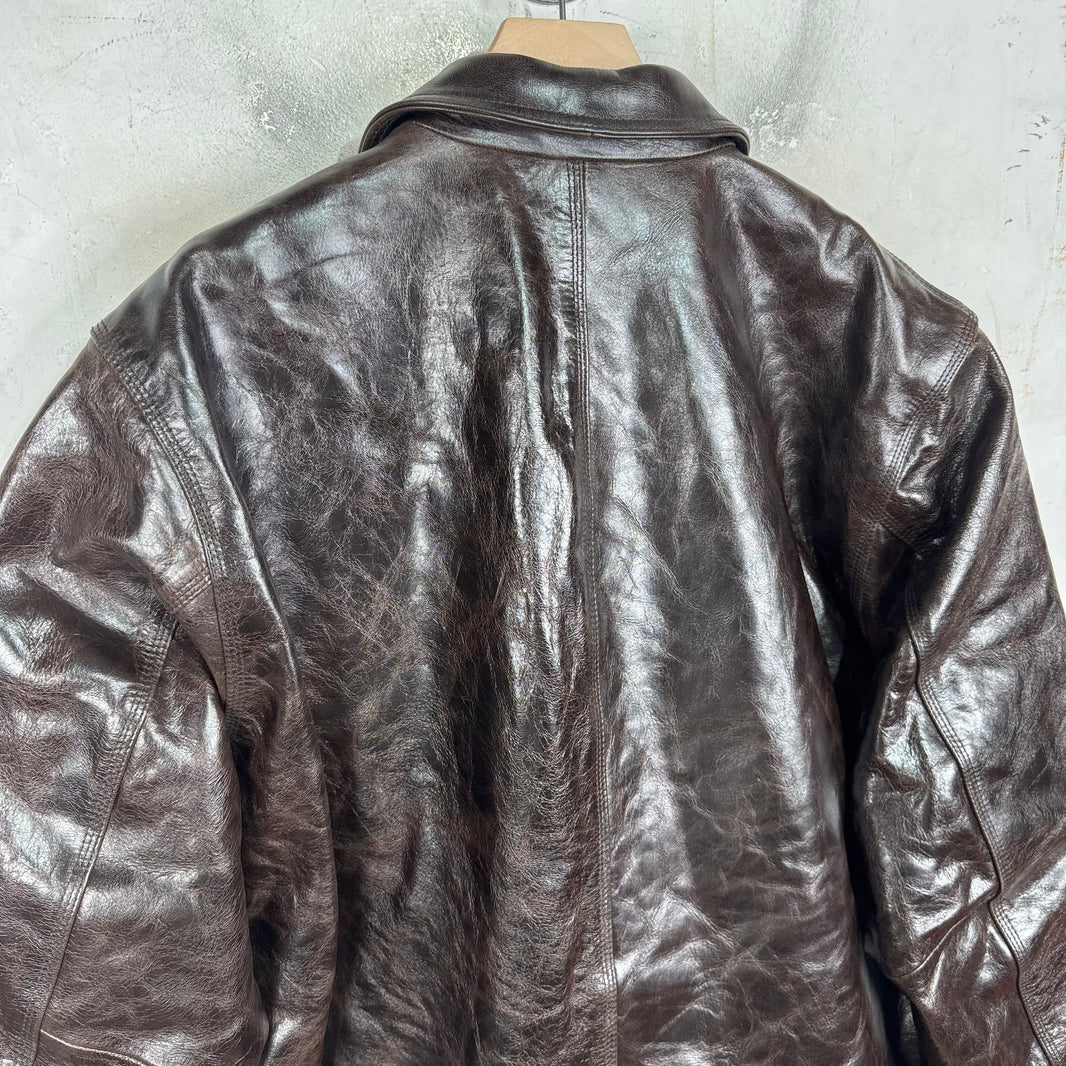 Stussy Brown Leather Garage Jacket