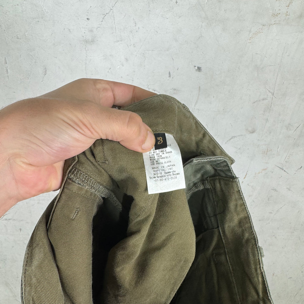 Kapital Green Buckle Back Canvas Pants
