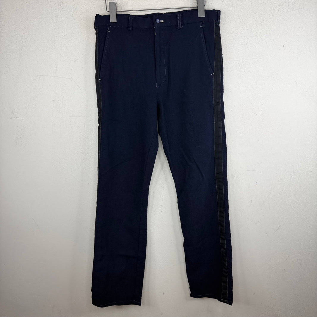 CDG Blue Wool Single Stripe Trousers