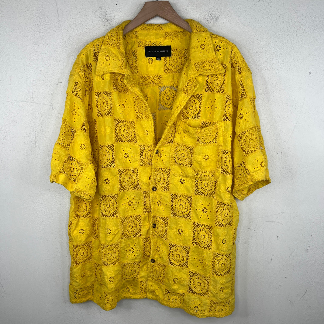 Cout De La Liberte Yellow Floral Knitted Shirt