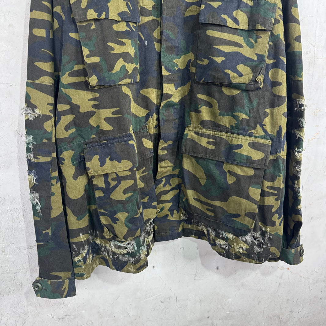 Balenciaga Camo Distressed Cargo Jacket