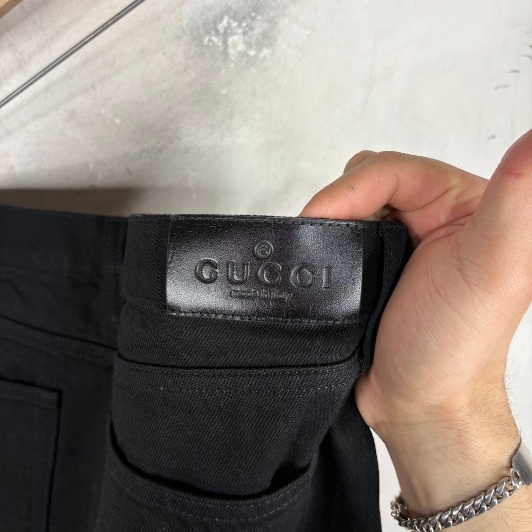 Gucci Raw Black Horse-Bit Jeans