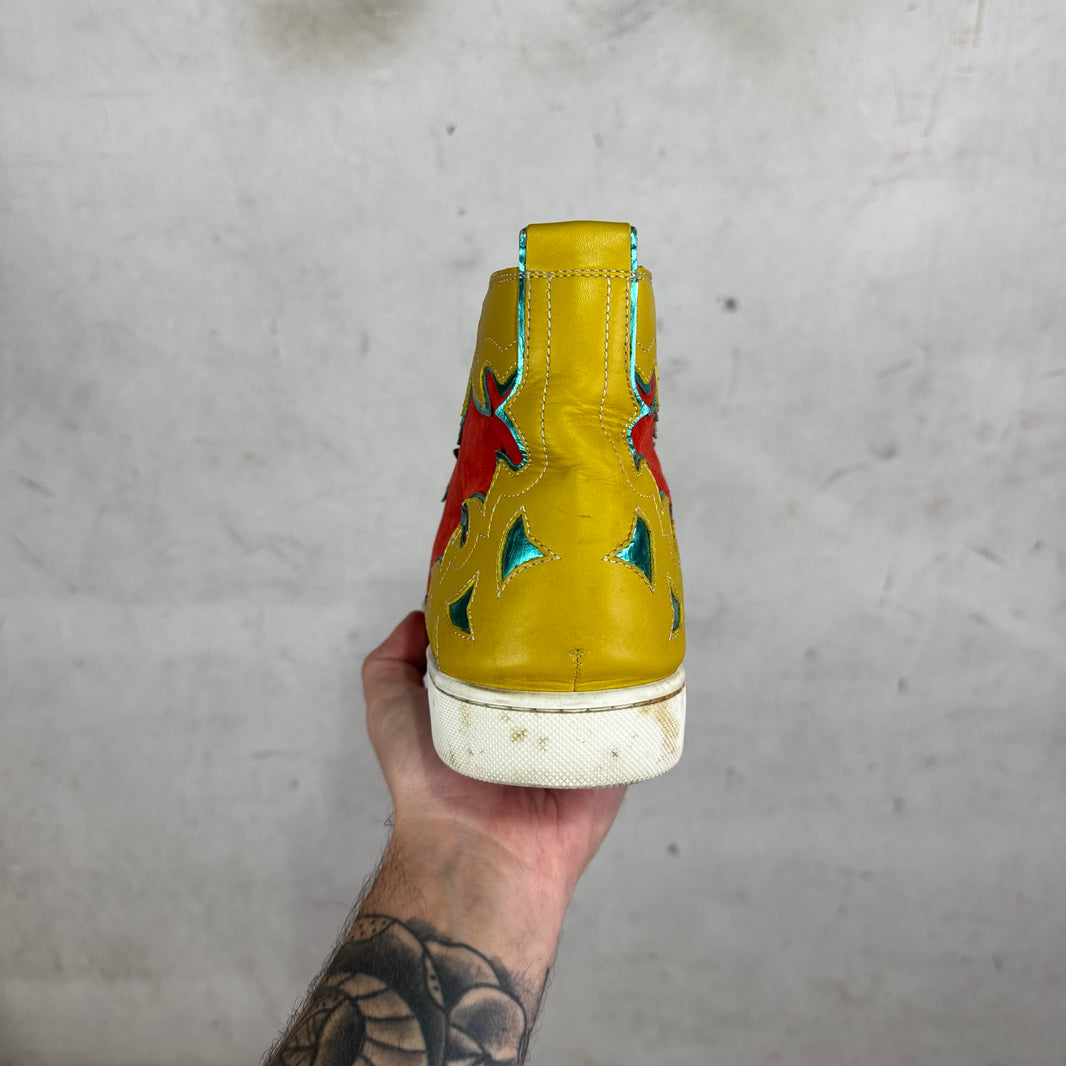 Christian Louboutin Orange/Yellow Cutout Sneakers