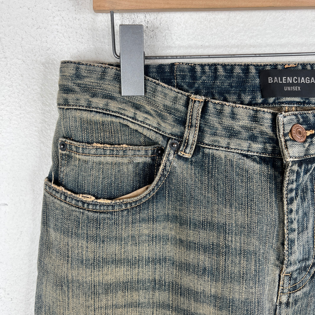 Balenciaga Blue Washed Flared Bootcut Jeans