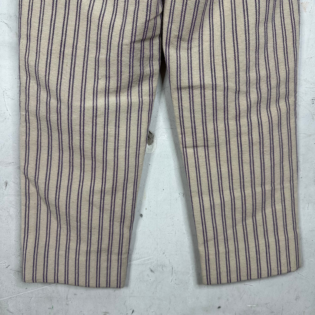 Bode Beige Purple Pinstriped Trousers