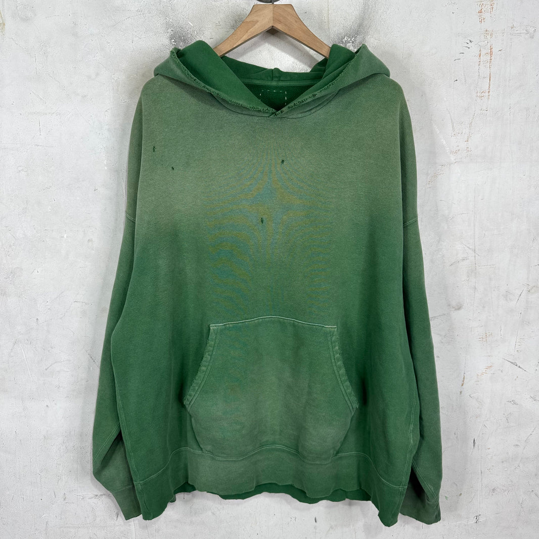 Visvim Green Distressed Jumbo Hoodie