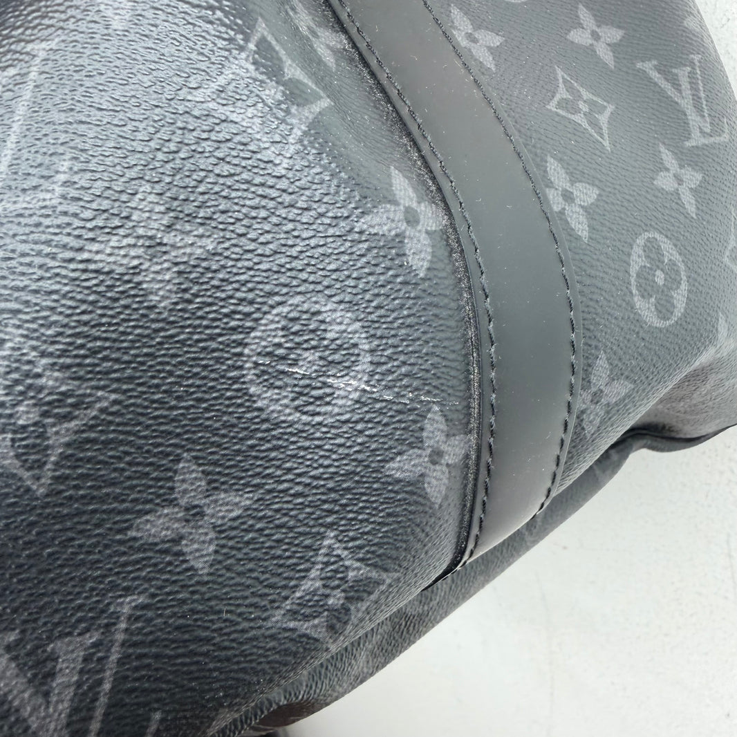 Louis Vuitton Black Monogram Keepall 55 Duffel Bag