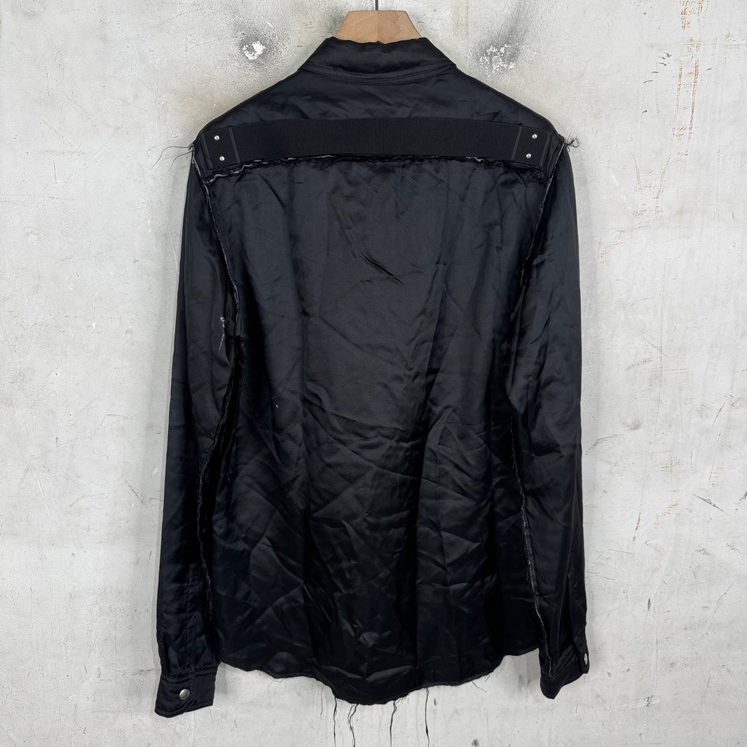 Rick Owens Geth Frayed Viscose Backstrap Shirt